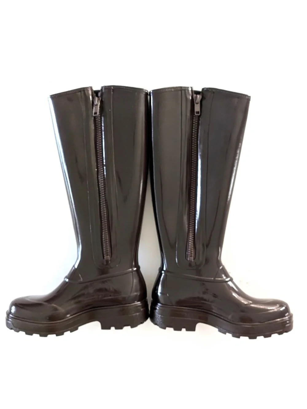 KASSL Editions x Tretorn Tijntje Tall Rain Boots Shiny Coffee Brown EU 39 US 8